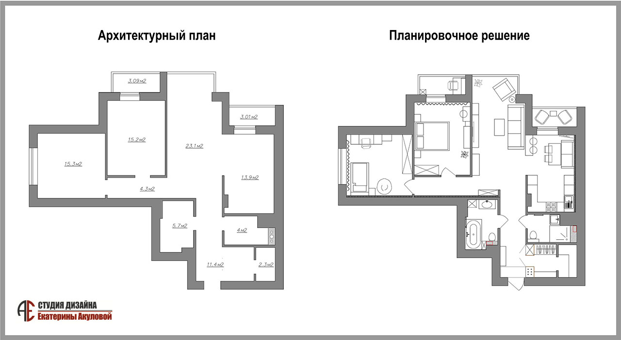 Дизайн интерьера 3-х комнатной квартиры на ул. Ильянской, 2А