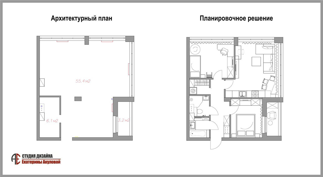 Дизайн интерьера двухкомнатной квартиры в доме Сочи ЖК Минск Мир